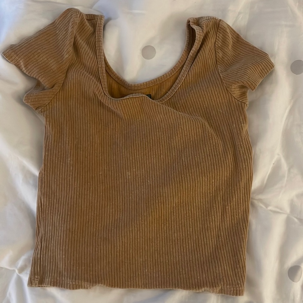 Tan Ribbed Crop Top